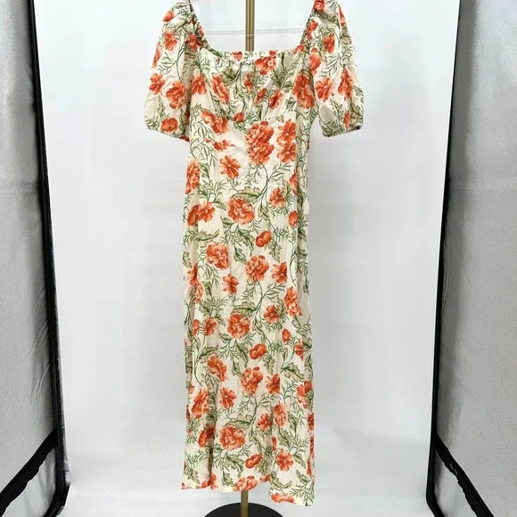 Joie Linen Floral Empire Dress with Pockets Size 8 Regency Cottagecore Prairie - Picture 5 of 12